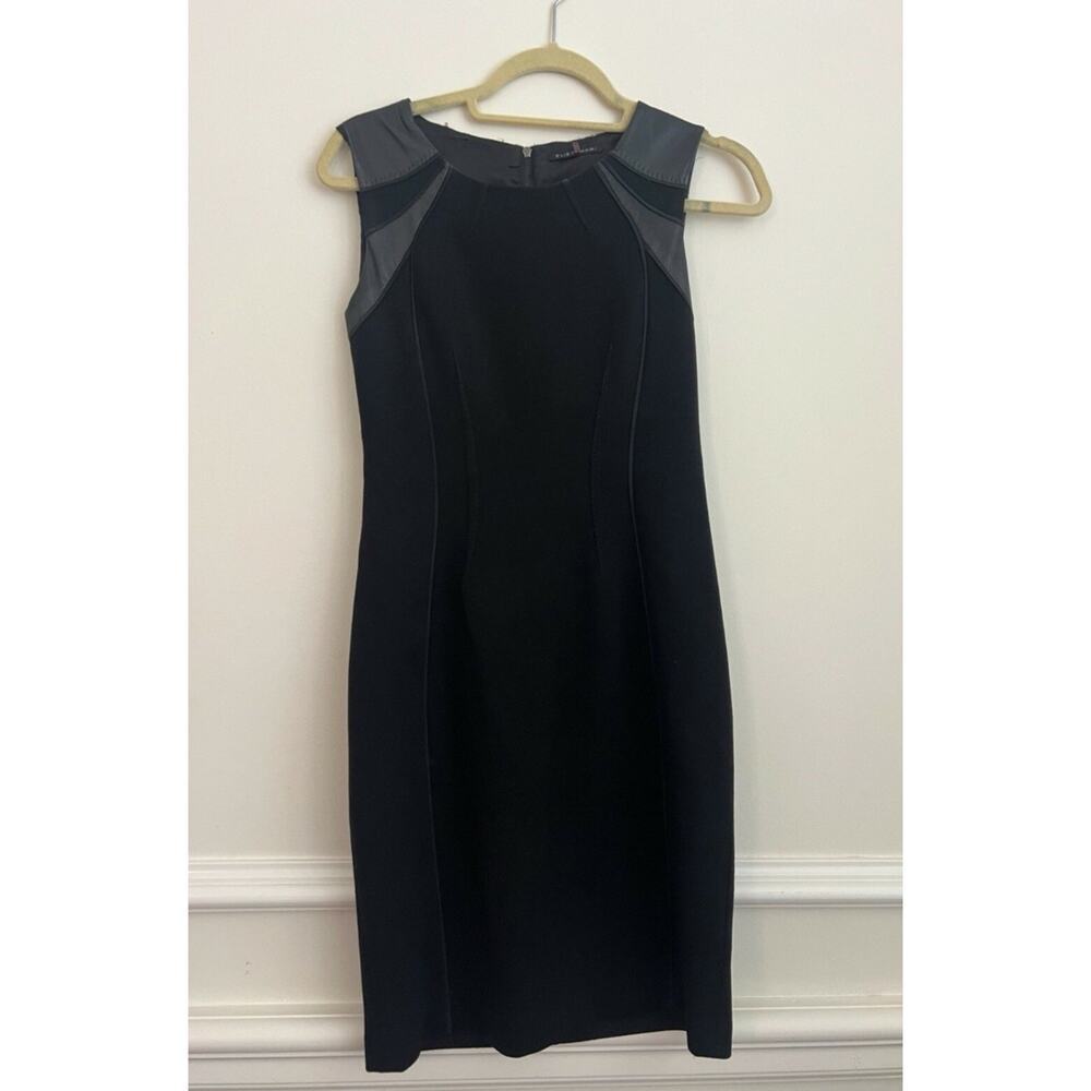 Elie Tahari Dress with Leather Trim Size 16